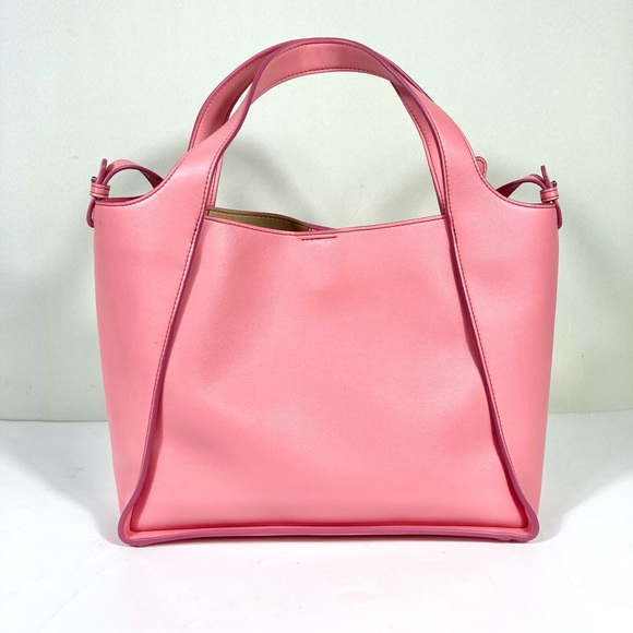 Stella McCartney Perforated Logo Faux Leather Medium Satchel Bag Pink NEW - Picture 4 of 17